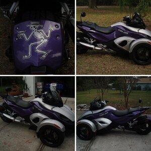 purple,silver and blacked out wheels