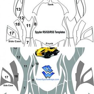 Spyder ST, RS, GS, RSS Graphics or Paint Protection Schematic