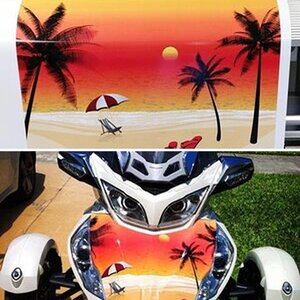 Beach scene custom RT frunk wrap