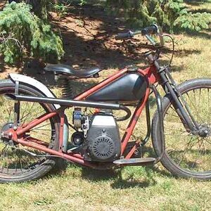 1958 Simplex Servi-cycle Hotrod
Nancy made me buy this, and she was right.  Always attracts attention, and fun to ride.  Cut down into a Bobber, with 