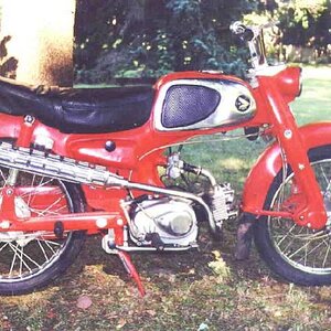 1965 Honda CA110 Sport 50
One of the favorite Hondas guys like me learned on.  Not much power, but it looked like a motorcycle, and that counted for a