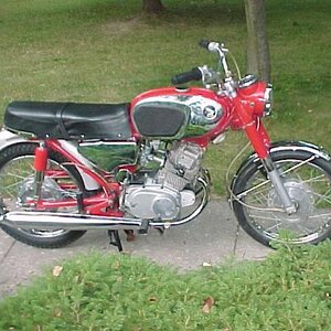 1968 Honda CB160 160 Sport
One of my favorite Hondas.  Smooth and relaible, with great handling.  Like a mini Superhawk.