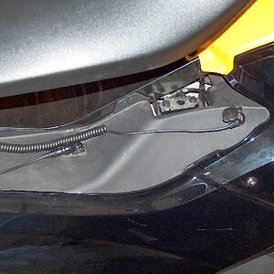 Starcom1 connection, bulkhead mounted under seat, with extension cable to helmet