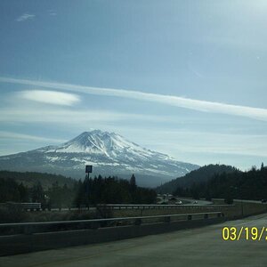 Mt Shasta, traveling in car