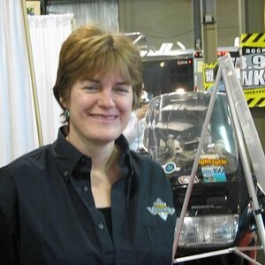 Gail at Ride for DAD booth, London Motorcycle Show 2008