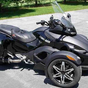 Side view of Corbin saddlebags and Micron exhaust from NMN