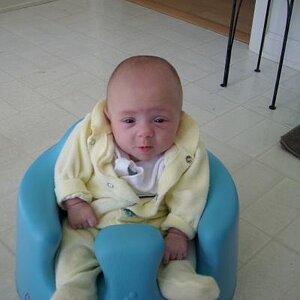 Leah in her Bumbo seat.