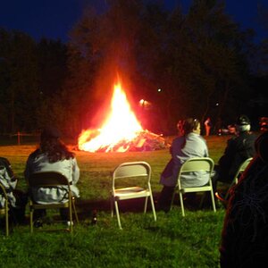 Bonfire at the Wagon Wheel, with the obsticle course in the background.