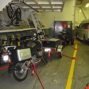 Bellingham, WA to Haines, AK on the ferry - Bikes tied down.