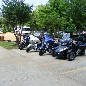 In the parking lot of the distillery