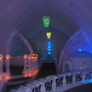 Chena Hot Springs, Alaska - Ice Museum, church altar and chandeliers.