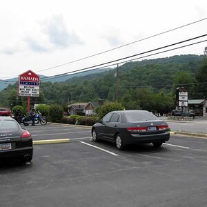 View of street from hotel parking lot