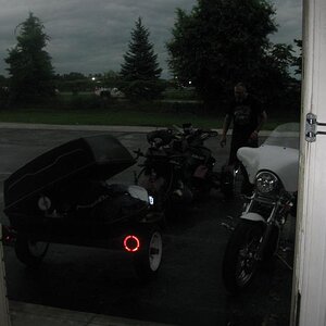 Butch loading up the trailer and Spyder.
