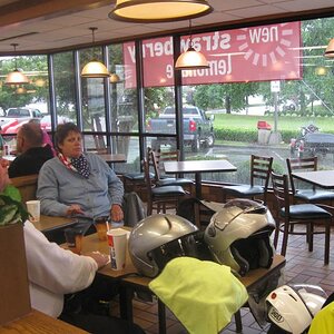 Taking refuse at McDonald's for about and hour or so! You might think Joe and Kelly are watching the weather chanel, but there was a race on!