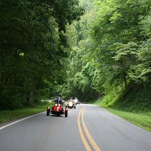 Over the shoulder shot of our gang heading up to Deals Gap.