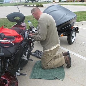 Motel parking lot repair job - worn wiring blew a fuse!