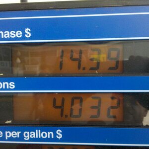 2nd fill-up on way to Maggie Valley while pulling Moto-Mate Camper