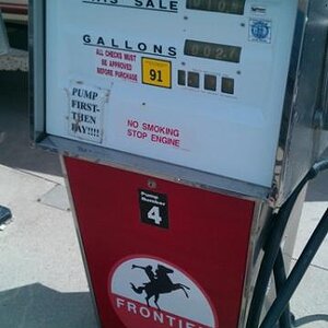 Old Gas Pump in Newcastle, Wyoming that was still in use!