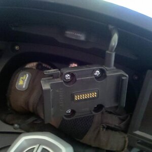 Front View of Empty Garmin Cradle hanging from power cable