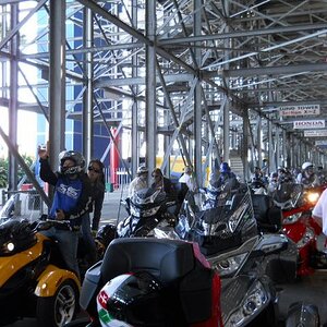 Ryders waiting to ride the speedway BW2011