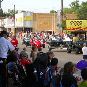 Here we are, coming down the street