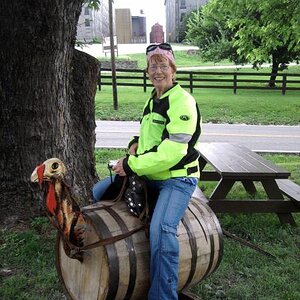 Cheryl on Wild Turkey rocker
