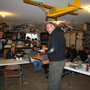 Pot-Luck supper in Les & Kaye's garage after the ride.