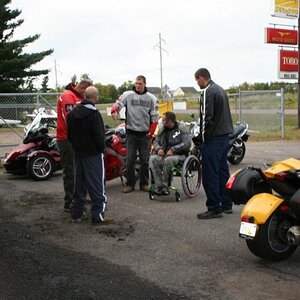 Butch, Bill, Terry, Seth, Robert chatting before the ride.