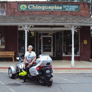 Outside the ice cream parlor on town square in Hayesville NC
