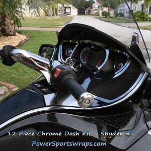 Dash kits for Spyder RT model. Best quality, do it yourself apply, a must have to personalize your Spyder.
PowerSportsWraps.com