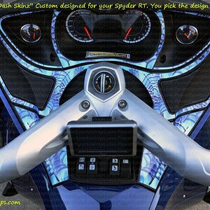 How about this design for your Orbital Blue RT?  3D chrome web design really sets off your Blue Spyder RT. Optional glove box is availalel too..