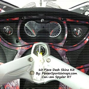 12 Piece "dash skinz" now available for Can-am RT & RTS Spyders.  Custom design is available..