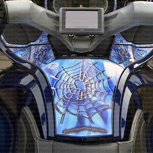 Totally custom Dash Skinz kit for the Can-am Spyder RT or RTS model.  Pee & stick easy apply.. PowerSportsWraps.com
