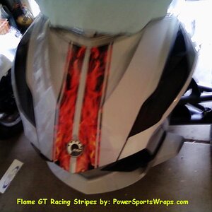 Here is our GT racing stripe for the Can-am RT with the Natural Flame effect incorporated in the stripe. Thanks to our good friend Tom O'