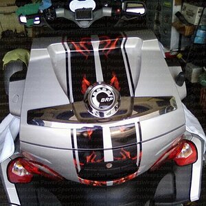 Rear trunk with the flame stripes.. Tom you have a 1 of a kind RT that's for sure...