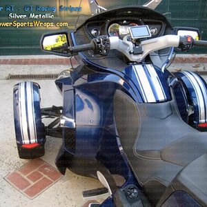 Orbital Blue and Silver Metallic look really great together.  We produced this racing stripe kit for Dennis H.  A very classy look don't you think?