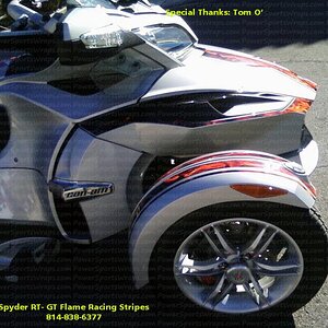 Spyder GT racing stripes produced with our Natural Flame effect.. Wow even the fenders and fog light section were done for that finishing touch.. Grea
