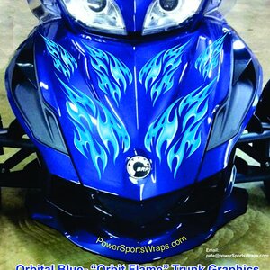 Orbit Flame  Sample photo- This is to help you visualize what the Orbit Flame will look like applied on your Orbital Blue Spyder.