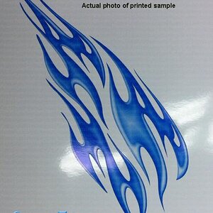 Orbit Flame- This is an actual photo of the real image once we produced it on our digital printer. This is to help you get an idea of the actual color