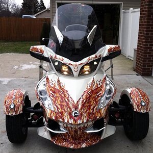 FastFraser's Custom flames front view. We used transparent film on this project. Dan wanted it to look like he drove through flames.