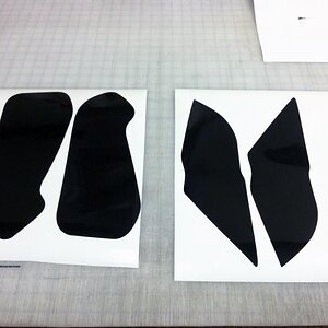 Here are the tint templates for the tail and headlights.  We also did the signals in the mirrors while we were at it.