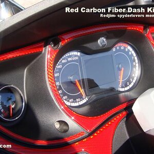 Red Carbon Fiber Dash kit   RT Spyder4
Our Spyder dash kits are easy to apply and have a huge impact in they way your bike will look.