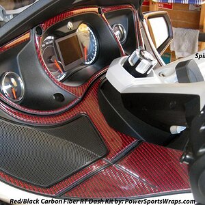 Red-Black Carbon Fiber Dash kit. This is a great photo that give you a good idea of what the kit looks like installed.
