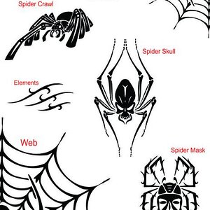 New spiders Sheet- Take a look at 3 new spider elements we have available.  We also have this web which can be used in your design as well.  Let us kn