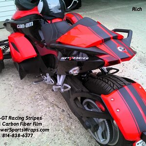 Spyder RS-GT Racing Stripes 3M Carbon Fiber with seat cowl extra piece.