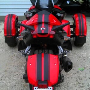 Spyder RS GT Racing Stripes 3M Carbon Fiber film.  Added fender front  kit to give it a real finished look.