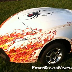 Fastfrasers RT 622 trailer with matching flames just like his bike.  I'm excited to see the combo together.