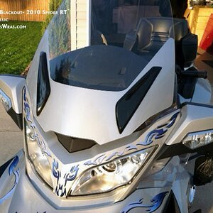 All new 2010 Windshield blackout now available.  We produced this one in Silver Metallic to match her bike.