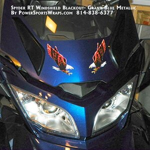 RT Windshield Blackout  Orbital Blue with our Screaming Eagle "small" decal set.