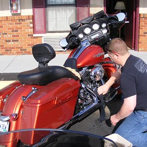 Shining up the ride.